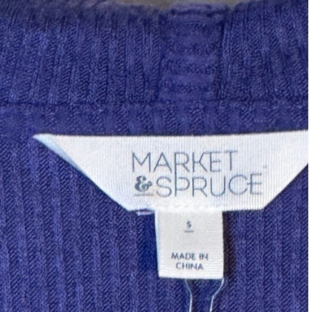 NWT Market & Spruce‎ Allison Lace Up Ribbed Brushed Knit Hoodie Navy Small - Picture 5 of 10